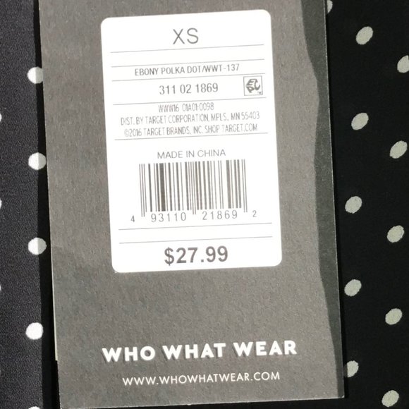 Who What Wear, Ebony Polka Dot, Sz XS, Blk, NWT! - Picture 13 of 13